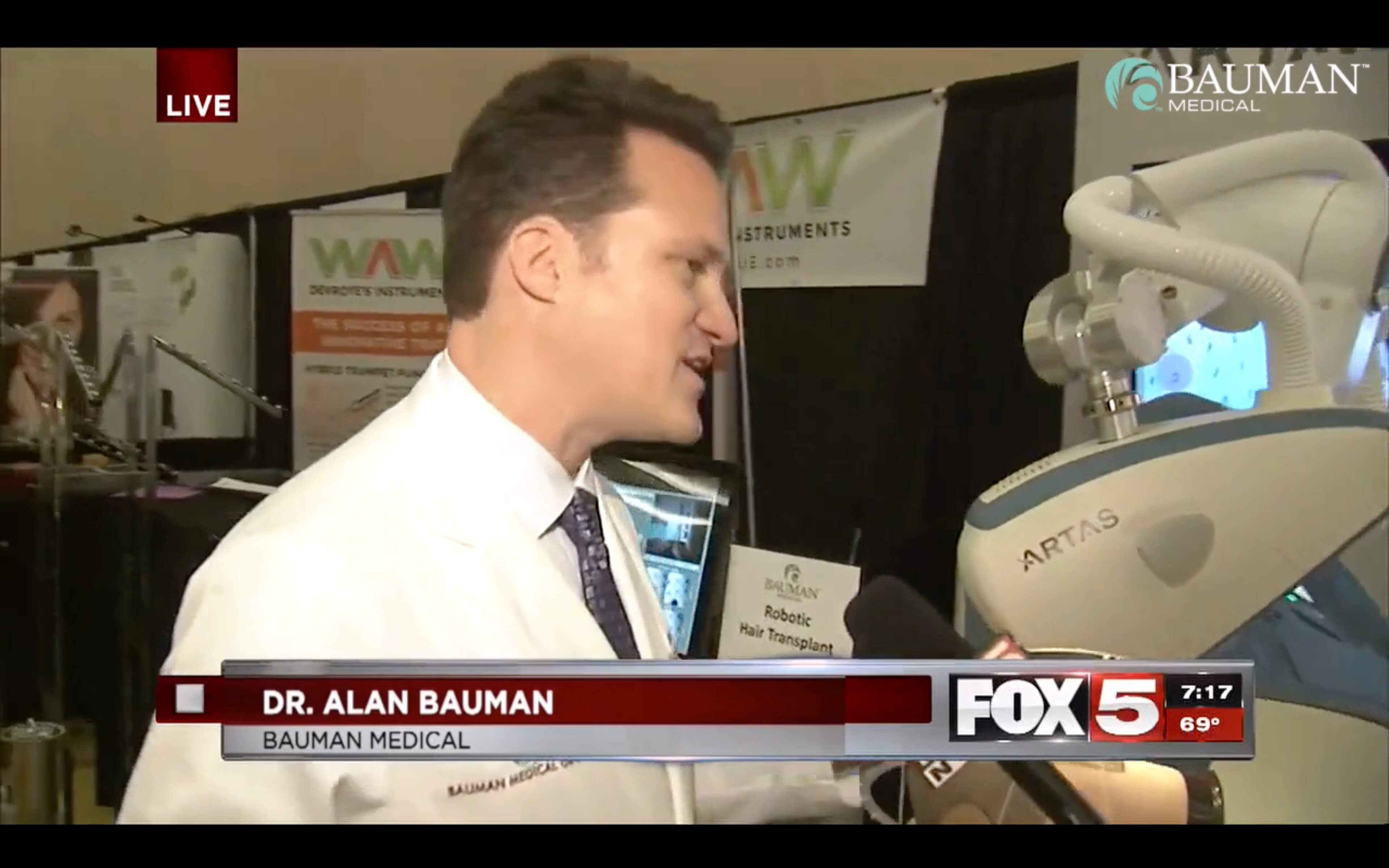 Fox5 Las Vegas Mike Doria Interviews Dr Alan Bauman Re: Artas Hair Transplant Robot At Ishrs Meeting