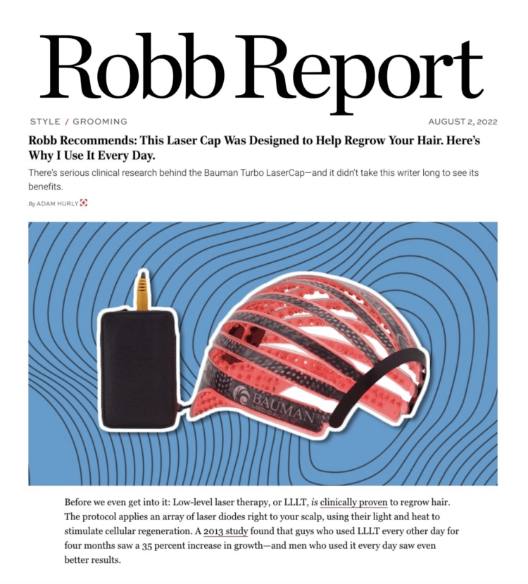 Robb [Report] Recommends Bauman TURBO LaserCap for Hair Growth