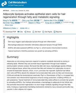 Breakthrough Hair Regrowth Serum From Taiwan Tai, K.-Y., Et Al. (2025). Adipocyte Lipolysis Activates Epithelial Stem Cells For Hair Regeneration Through Fatty Acid Metabolic Signaling. Cell Metabolism.